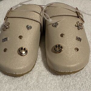 Kids Beige Slippers with Fun Charms
